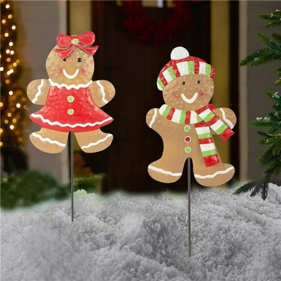 2 Pack Christmas Metal Stakes, 24.8 